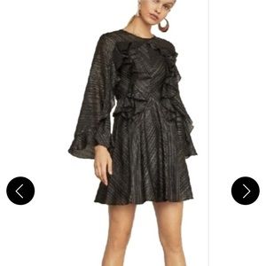 BCBGMaxAzaria Black Dress with silver and gold stitching details. medium